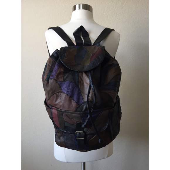 patchwork leather backpack